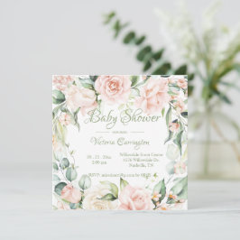 Inbjudan till Blommigten elegant Vattenfärgsbabykl