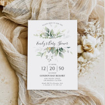 Inbjudan till Blommigten Eucalyptus Guld Baby Show