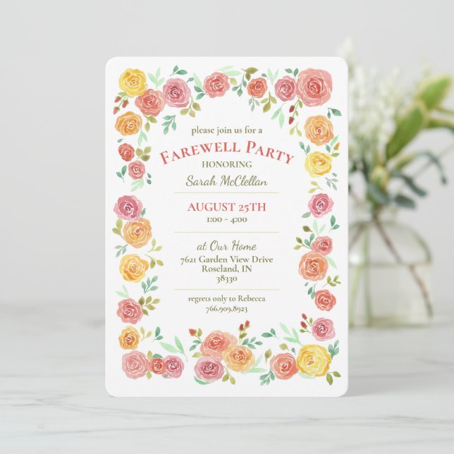 Inbjudan till Blommigten Farewell Party (Stående Fram)
