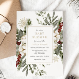 Inbjudan till Blommigten för babyskor för elegant