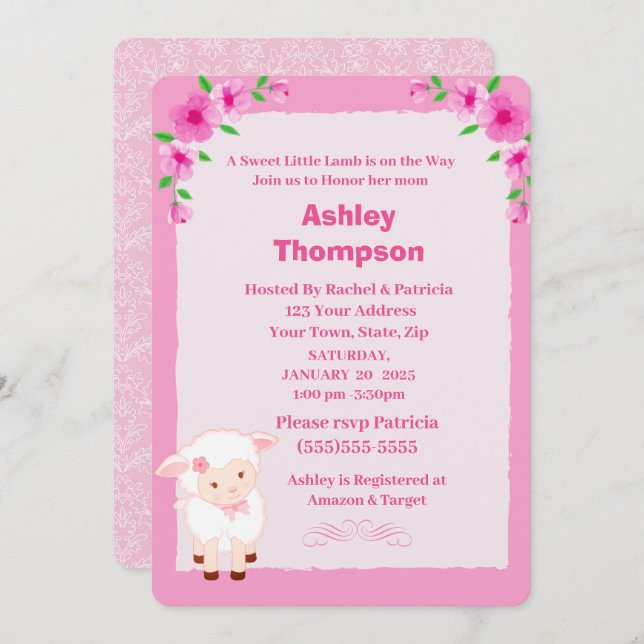 Inbjudan till Blommigten för spädbarnslampor för R (Fram/baksida)