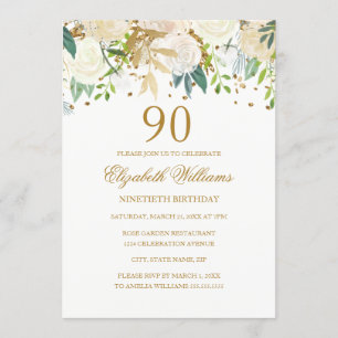 Inbjudan till Blommigten Guld i 90:e födelsedagen 