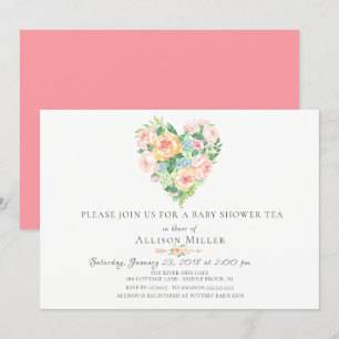 Inbjudan till Blommigten Heart Baby Shower