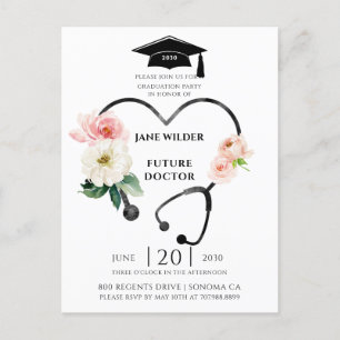 Inbjudan till Blommigten Laurel i doktor Studenten Vykort