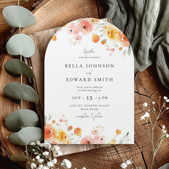 Inbjudan till Blommigten Modern Fall Wedding Water (Skapare uppladdad)