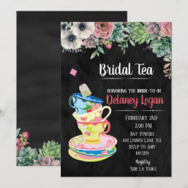 Inbjudan till blommigten möhippa Tea Party