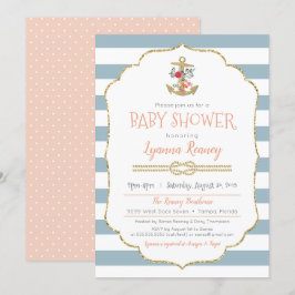 Inbjudan till Blommigten Nautical Baby Shower Anch