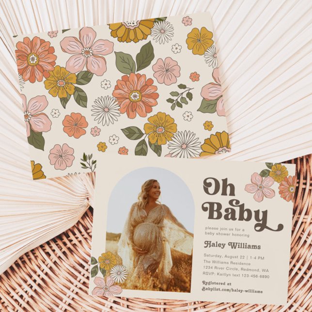 Inbjudan till Blommigten Retro Baby Shower | Fotov (Skapare uppladdad)