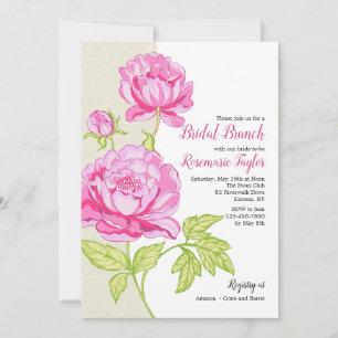Inbjudan till Blommigten rosa Peonies