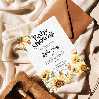 Inbjudan till Blommigten Rustic Baby Shower