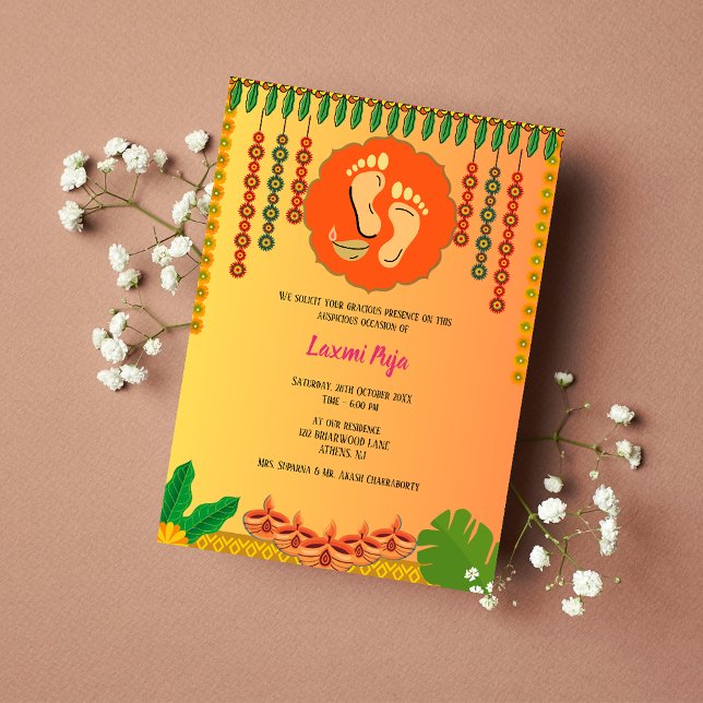 Inbjudan till Blommigten Shree Laxmi Puja (Skapare uppladdad)