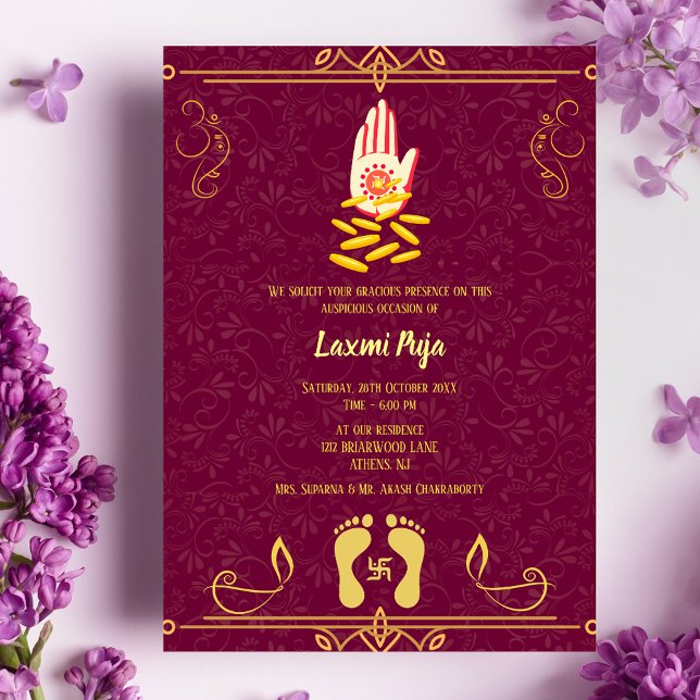 Inbjudan till Blommigten Shree Laxmi Puja (Skapare uppladdad)