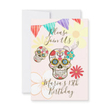 Inbjudan till Blommigten Sugar Skull Soft Peach Ro