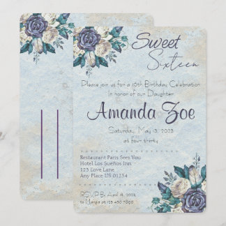 Inbjudan till Blommigten Sweet sixteen Dusty Blue