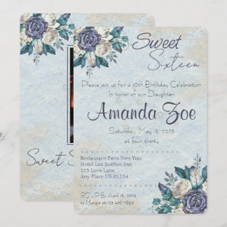 Inbjudan till Blommigten Sweet sixteen Dusty Blue
