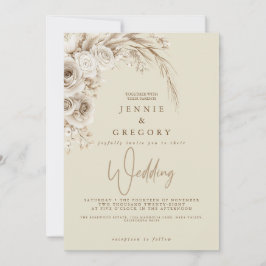 Inbjudan till Blommigten Watercolor White Boho Brö