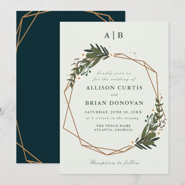 Inbjudan till blommigtens andningsbröllop (Fram/baksida)