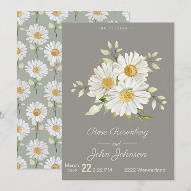 Inbjudan till blommigtens bröllop (Fram/baksida)