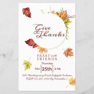 Inbjudan till blommigtens Thanksgiving - middag Flygblad