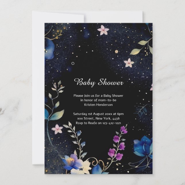 Inbjudan till blommigtens vattenfärgsbabyskor (Framsida)