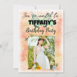 Inbjudan till blomning och fjäril-födelsedag