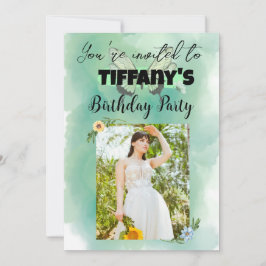 Inbjudan till blomning och fjäril-födelsedag