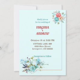 Inbjudan till blomsterbröllop i elegant färg i vat