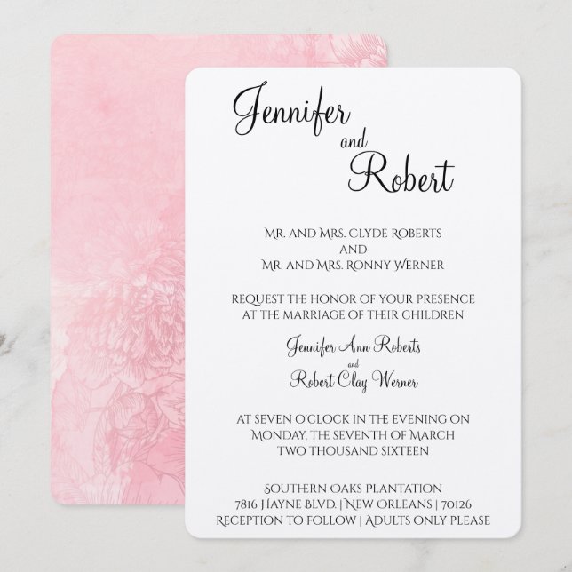  inbjudan till blomsterfärgning bröllop (Fram/baksida)