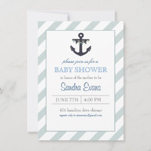 Inbjudan till Blue Ahoy Anchor Baby Shower
