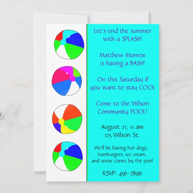 Inbjudan till Blue Bassäng Party (Framsida)