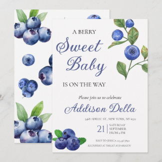 Inbjudan till Blue Berry Sweet Baby Shower
