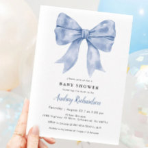 Inbjudan till Blue Bow Baby Shower