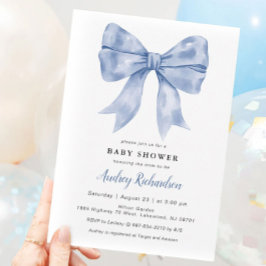 Inbjudan till Blue Bow Baby Shower