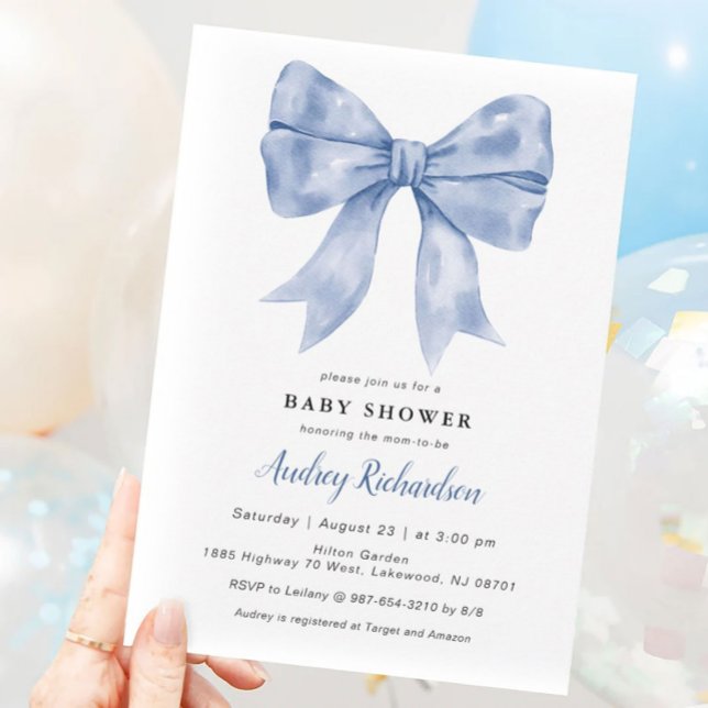 Inbjudan till Blue Bow Baby Shower (Skapare uppladdad)