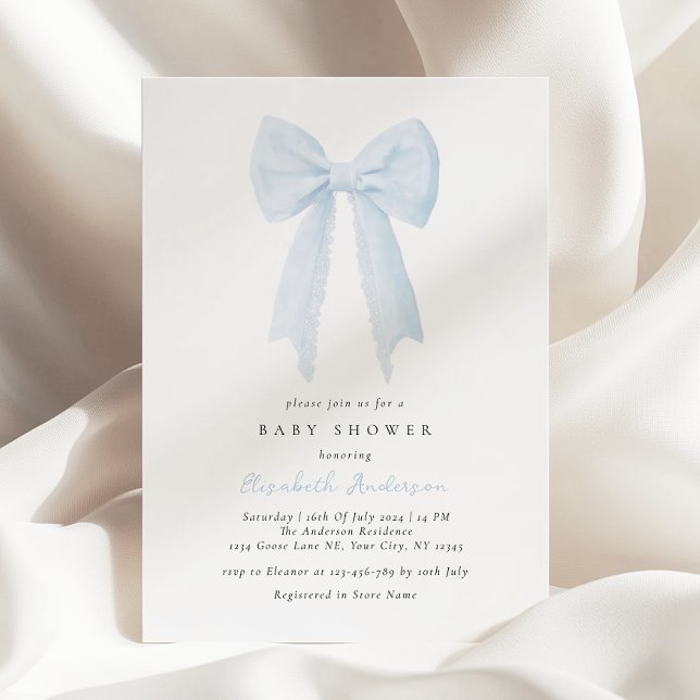 Inbjudan till Blue Bow Baby Shower (Skapare uppladdad)