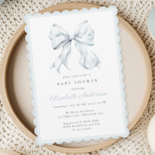 Inbjudan till Blue Bow Baby Shower