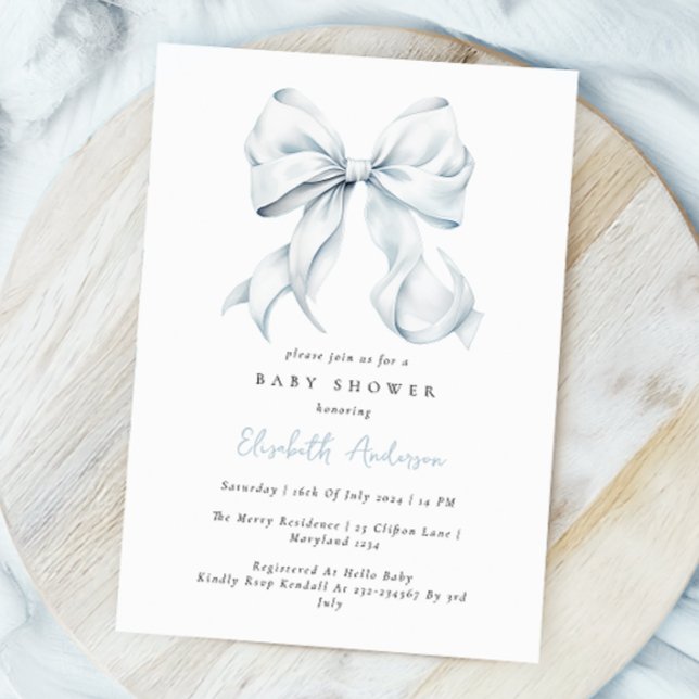 Inbjudan till Blue Bow Baby Shower (Skapare uppladdad)