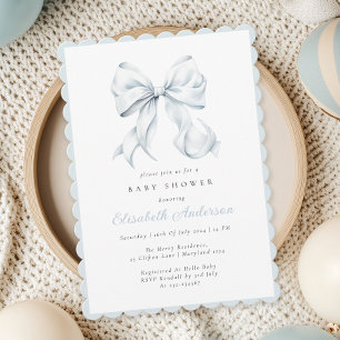 Inbjudan till Blue Bow Baby Shower