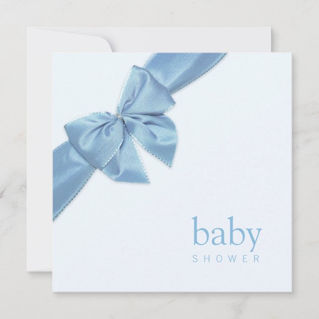 Inbjudan till Blue Bow Baby Shower (Framsida)