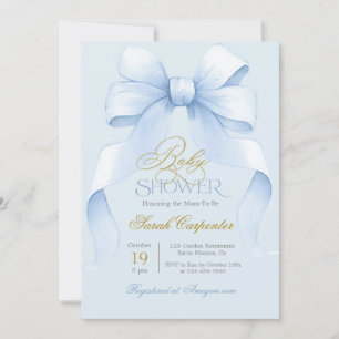 Inbjudan till Blue Bow Baby Shower Boy