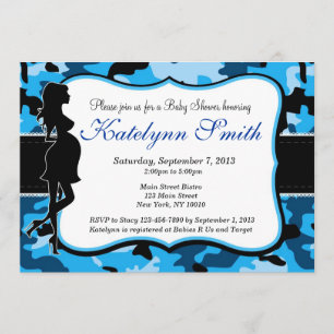 Inbjudan till Blue Boy Camouflage Baby Shower