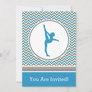 Inbjudan till Blue Chevron Gymnast Party