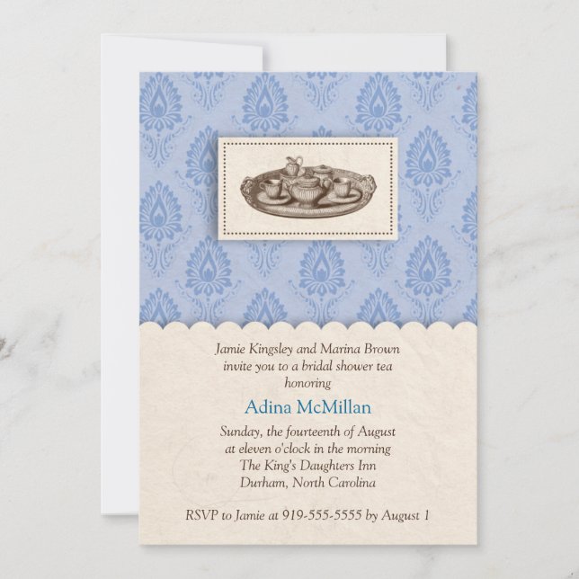 Inbjudan till Blue Damask tea (Framsida)