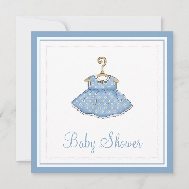 Inbjudan till Blue Dress Baby Shower 2 för små fli (Framsida)
