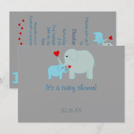 Inbjudan till Blue Elephant Baby Shower