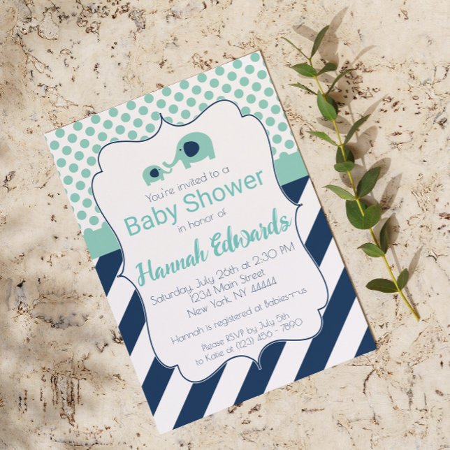Inbjudan till Blue Elephant Mamma och Baby Shower (Skapare uppladdad)