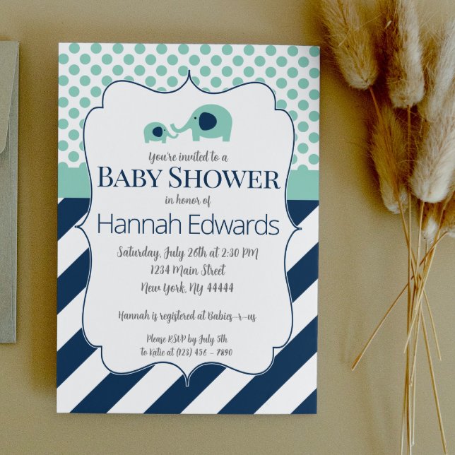 Inbjudan till Blue Elephant Mamma och Baby Shower (Skapare uppladdad)