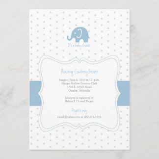 Inbjudan till Blue Elephant Polkadot Baby Shower