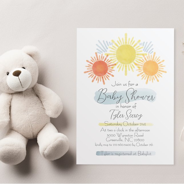 Inbjudan till Blue & Gult Sunshine Baby Shower (Skapare uppladdad)