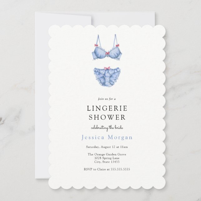 Inbjudan till Blue Lingerie Shower (Framsida)